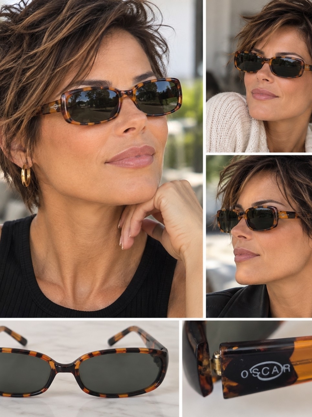 Oscar de la Renta Tortoiseshell Sunglasses with Dark Lenses